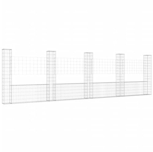 vidaXL Gabionenkorb U-Form mit 5 Säulen Eisen 500x20x150 cm