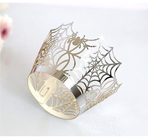 Uteruik Cupcake Wrapper Muffin Papierhalter Cups Spinnennetz Hollow-Out Cake Liner für Halloween Party besondere Anlässe, 50 Stück (#A)