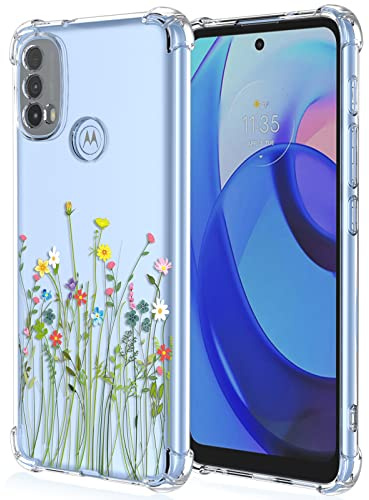 XINYEXIN Funda para Motorola Moto E40 / Moto E30 / Moto E20, Funda Transparente con Motivo Flores, Ultrafino Chica Dama Carcasa TPU Prueba de Golpes Bumper Case Cover - Flower Bush