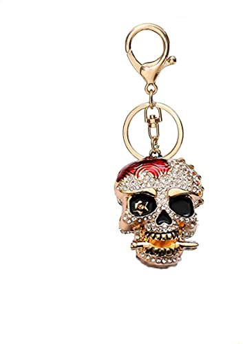Beetoo Strass-Totenkopf-Schlüsselanhänger, kreativer Totenkopf-Schlüsselanhänger, für Damen, Mädchen, Geldbörse, Handtasche