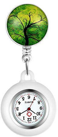 Avaner Krankenschwesteruhr Pflegeruhr Analog Quarzwerk FOB Ansteckuhr mit Pin/Clip Taschenuhr mit Silikonhülle für Arzt Doktor Medical