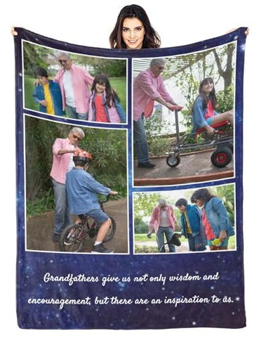 LZXSXZ Personalisierte Decken für Papa, Opa, Individuelle Decke mit Fotos, Text, Personalisierte Geburtstagsgeschenke für ihn, Personalisierte Foto-Fleecedecke für Sofa, Schlafzimmer, Wohnzimmer