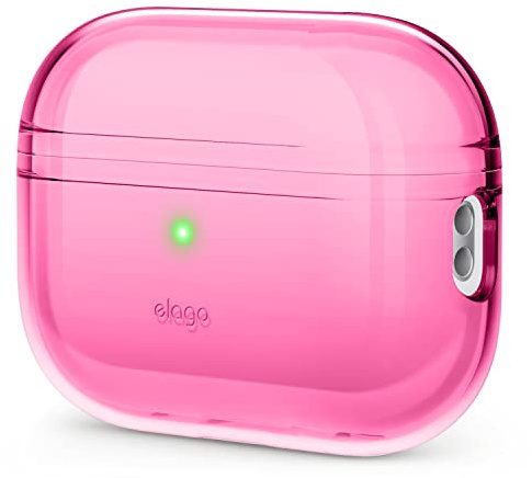 elago Transparente Hülle für AirPods Pro 2 | kabelloses Laden, transparentes Design, stoßfest (Neon Heiße Rosa)