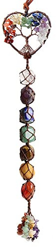 INSKIN 7 Chakras Healing Crystals, Natural Gemstones Spiritual Gifts for Women Polished Tumbled Stones Positive Energy Meditation Hanging Ornament/Window Ornament/Feng Shui (Healing Crystals-02)