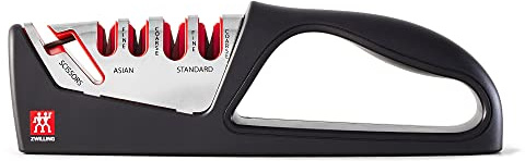 ZWILLING Razor-Sharp 4-Stage Pull Through Knife Sharpener with Shear Sharpener, German Engineered Informed by 100+ Years of Mastery