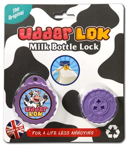 UdderLok - The Original Milk Bottle Lock - Lilac Crosses - Stop People Pinching Your Milk!