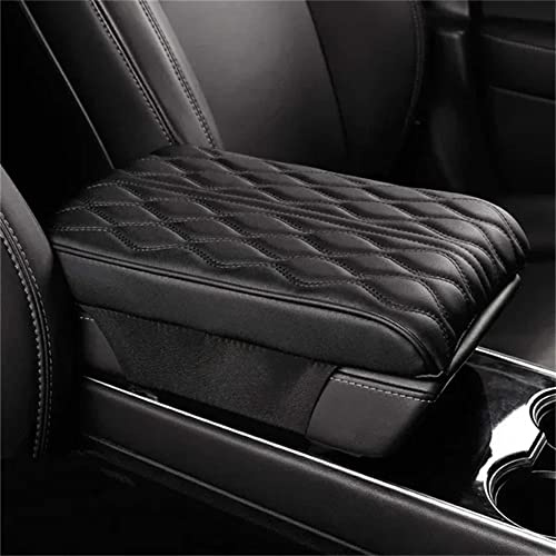 WESTCITY Leather Car Armrest Box Pad, Armlehnenbox aus Gedächtnisschaum für Fahrzeuge, Universal Auto Armlehnen Auflage, Mittelkonsole, Abdeckung (Schwarz), 1.0 stück