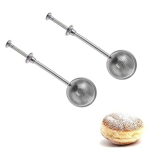 Beetoo Stainless Steel Powdered Sugar Shaker Duster, 2PCS Powdered Sugar Shaker Duster, Powdered sugar Spoon, Dusting Wand for Sugar Flour and Spices