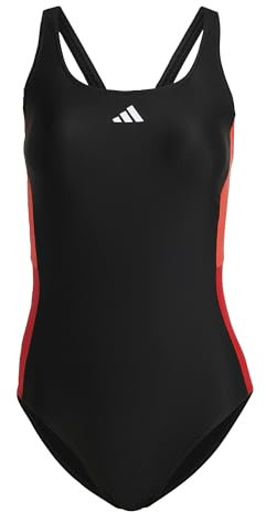 adidas Donna Colourblock Swimsuit, Black/Bright Red, 32