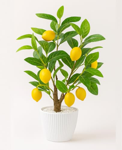 Citronnier Artificiel en Pot, 50 cm, Plante Artificielle Presque Naturelle