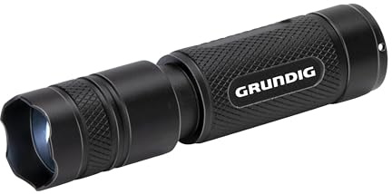 Grundig LED Taschenlampe 400 Lumen - 10W - 200M Reichweite - 3 Leuchtmodi: Hoch, Niedrig, Pulsierend - Schwarz/Orange