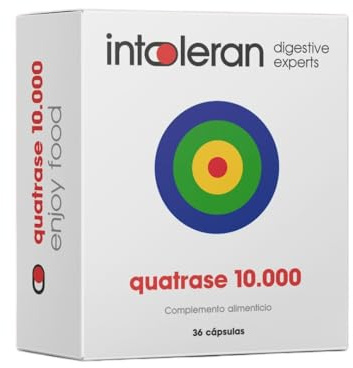 Intoleran Quatrase 10.000 (Forte) Enzimi Digestivi - 36 capsule | Miscela di enzimi ad alta dose per i FODMAP | Vegano | Low FODMAP