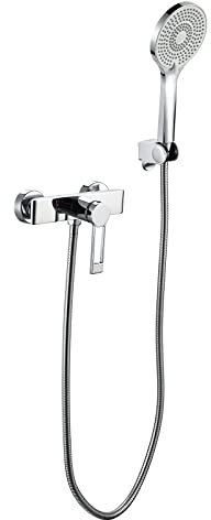 Badewannenarmatur-Set für die Badezimmerrenovierung, Einhebelmischer mit Wannenfüller und 3-Funktionen-Handbrause, Chrom-Finish