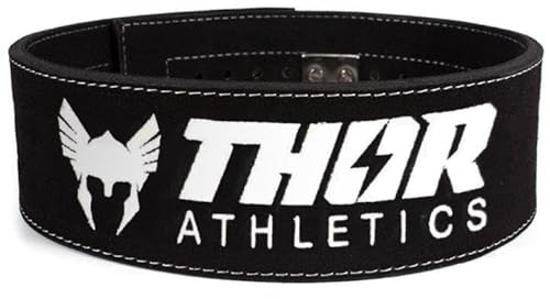 Thor Athletics Gewichthebergürtel Leder mit Schnalle, Gürtel für Gewichtheben, Powerlifting, Bodybuilding, Crossfit, Fitness, Gewichthebergürtel damen und herren, mit Kostenlosem E-Book