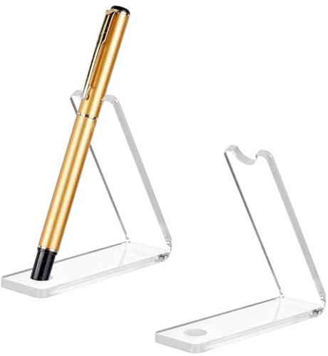 PH PandaHall 4pcs Porte-stylo en acrylique, Présentoir à stylos à dos incliné transparent à 1 fente Porte-pinceau de maquillage transparent Porte-crayons Support de séchage de Rentree Scolaire