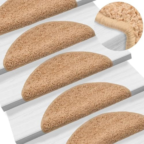 AJJHUUKI Home Items, Teppich-Stufenmatten 15 Stück, Beige, 56 x 17 x 3 cm, passend für Möbel