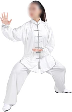 FGDIUCVN Tai Chi Outfit in Unisex-Kampfsportkleidung, Kung-Fu-Kostüm, farbige Säume, Milchseide, Tai Chi, Qigong, Wing Chun, Kleidung (weiß)