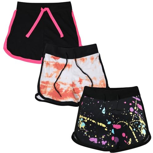 A2Z 4 Kids 3 Packa Tjejer Shorts Kontrast Idrotts Gym Bära Dansa Idrott Lättvikt Dagligen Träningspass Bekväm Sommar Varm Kort Spring Aktiva kläder - Shorts 4263 Pack A 9-10