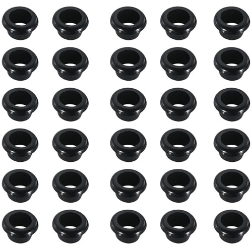 Leliafleury 30 Pcs Snap Rubber Grommet Black Rubber Hole Plugs Electrical Grommets for Protecting Wires Plugs Cables, ID 6mm Mount Dia 8mm