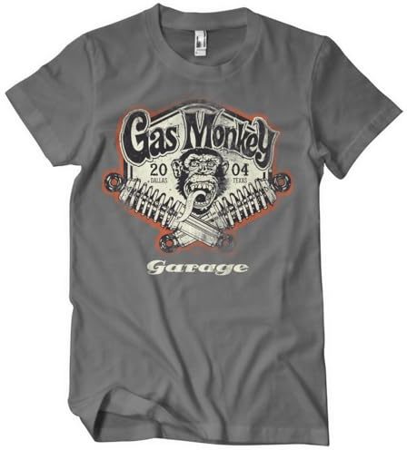 Gas Monkey Garage Offizielles Lizenzprodukt Spring Coils Herren-T-Shirt (Dunkelgrau), X-Large