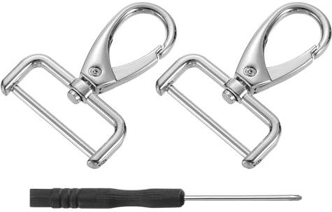 QUARKZMAN 2Stück Karabinerhaken 32mm(1-1/4 Zoll) D Ring Abnehmbarer Karabiner Schlüsselanhänger Metall Karabiner Klauen Verschluss Haken mit Drehgelenk Schlüsselanhänger Basteln Silber