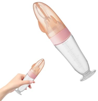 Cuchara de autoalimentación para bebés, alimentador de biberones para bebés | Alimentador de cuchara de botella exprimible de silicona,Comedero para recién nacidos con ventosas, cuchara de complemento