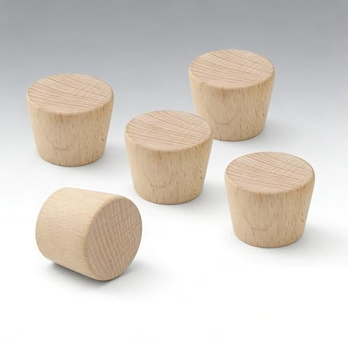 PARFCO Kleiderhaken Holz, 5 Stück Holzhaken, Kleiderhaken, Garderobenhaken Wandhaken, Garderobenhaken mit Schrauben, Hohe Tragfähigkeit, für Aufhängen Kleidung, Taschen, Handtüchern