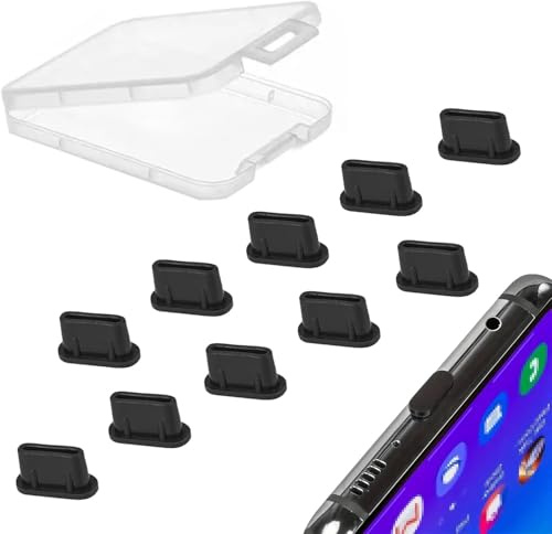 CLKE 10 Pcs USB C Dust Plug & Protector, Silicone Plug Covers and USB C Port Cover for iPhone 15 16 Plus Pro Max, Samsung Galaxy S23, MacBook, Type-C Charging Port Dustproof USB C Cover (Black)