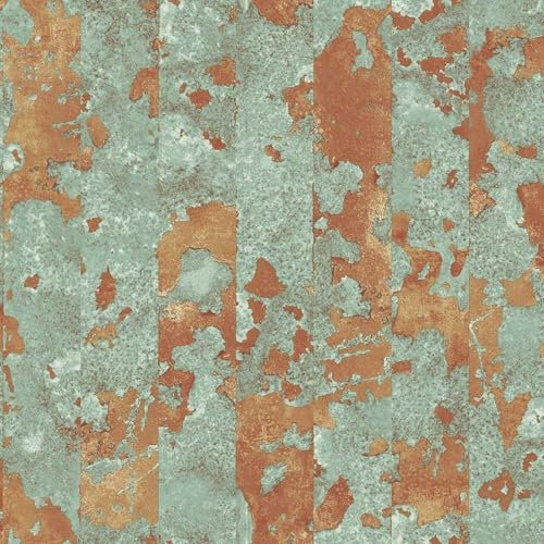 Rusty Metal Wallpaper - Oxidized Copper Green Mint - Vintage Distressed Industrial Retro Unique - Paste The Paper