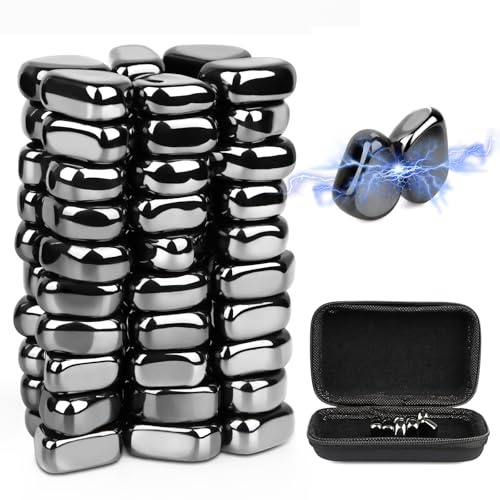 Lot de 60 Aimants en Hématite Noire, Pierres Magnétiques Irrégulières, Mini-Aimants pour Adultes, Créations Magnétiques pour Réfrigérateurs de Bureau