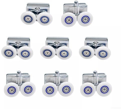 Set di 4 rotelle doppie per porta della doccia, 23 mm, ricambio superiore inferiore per porta della doccia