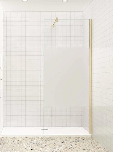 Aica Sanitär Walk in Dusche 30-160cm Duschabtrennung 8/10mm Nano glas Duschwand Duschkabine,Golden,H200cm,6TYP Glas