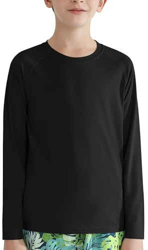 Valcatch Boy's Girls UPF 50+ Long Sleeve Swim Rash Vest, Ages 4-16 Years | Sun protection shirt for fishing hiking, Kids teen quick dry athletic performance active tshirt, Running gym workout tee top