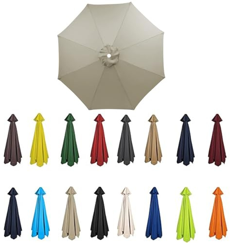 2m-3.5m Replacement Parasol Canopy, Umbrella Replacement Fabric, UPF 50+ Garden Parasol Replacement Canopy, Outdoor Replacement Fabric, 6/8 Rib for Garden Umbrella (Khaki B,8ribs:2.30m/7.5ft)