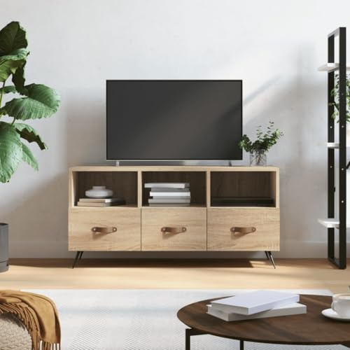 BOWEKAM Möbel, Unterhaltungszentren & TV-Ständer, TV-Schrank, Sonoma-Eiche, 102 x 36 x 50 cm, Holzwerkstoff