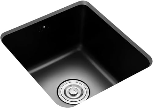 SFSLBFB Fregaderos de Cocina de Acero Inoxidable bajo encimera, Fregadero Cuadrado de un Seno con escurridor (33,6 x 31,6 cm) (Color: Negro, tamaño: 33,6 x 31,6 x 20 cm)