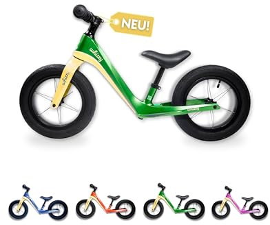 whizzy Laufrad 12 Zoll I Forest I Stilvolles Lauflernrad ab 2 Jahre I Höhenverstellbares Kinder-Laufrad mit ergonomischem Sattel I 3,3 kg leichtes Kinder-Rad mit rutschfesten Griffen