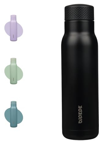 BJPKPK Stainless Steel Water Bottle,21oz insulated Reusable Bottle,Leakproof Metal Thermal Flask Double Wall,Keep Drinks Cold and Hot,Black