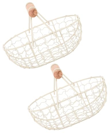 TOYANDONA 2 Stück Aufbewahrungskörbe aus Eisen und Holz Tragbares Design Multifunktionale Obst und Gemüsebehälter für Küche und Haushalt