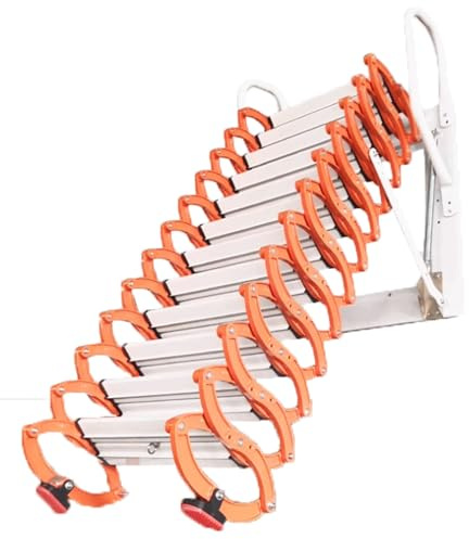 escalier de Grenier Échelle de Grenier Pliante à Montage Mural et au Plafond, en Acier au Carbone, escabeau de Grenier escamotable, échelle télescopique Manuelle Pliable(1.5-2m)