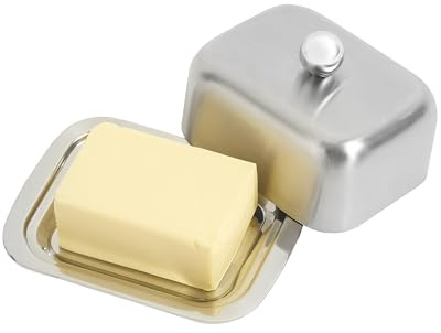 Coopers of Stortford - Double Walled Butter Dish - Stainless Steel Butter Keeper for Fridge or Countertop Storage