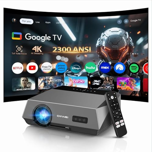 2300 ANSI Daytime Projector 4K, Ultra HD Smart Google TV Projector with WiFi6 and Bluetooth, ToF Auto Focus Dolby Audio HDMI ARC NFC, Home Ceiling Projectors for Bright Room, Outdoor Movie, Gaming