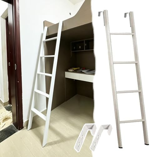 Scaletta Letto a Castello Scaletta Regolabile Letto Castello Singolo– 116/130/140/150/160/170/180/185cm Scaletta Letto Castello anche Camper con 2 Ganci, Gradino Sicurezza Sostituibile(135cm/53)