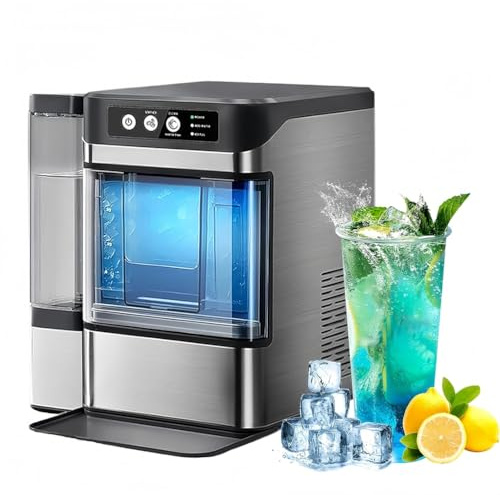 Machine à glaçons Nugget de comptoir - Machine à glaçons commerciale avec réservoir d'eau latéral, produit 15 kg en 24 heures, réservoir d'eau de 1,3 L, nettoyage automatique pour la maison ou le