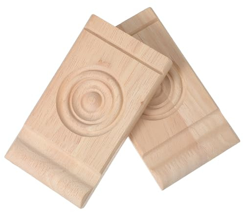 POPETPOP 2 Pièces Ornement de Chapiteau Romain en Bois Khaki Robuste pour Colonnes et Murs, Installation Facile, Style Européen Vintage et Élégant pour Décoration Intérieure