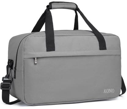 Kono Reisetasche Weekender Tasche 35x20x20 Ryanair Handgepäck Unisex Gym Henkeltasche 14L (Grau)