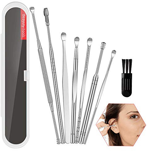 Ohrenreiniger, 8er Ohrenschmalzentferner Ohr-Reiniger Wiederverwendbarer, Ohrlöffel ohr Reinigung Set Ohrenschmalz Entferner Einteiligem Ohrpflegeset für Erwachsene mit Aufbewahrungskiste Ear Cleaner