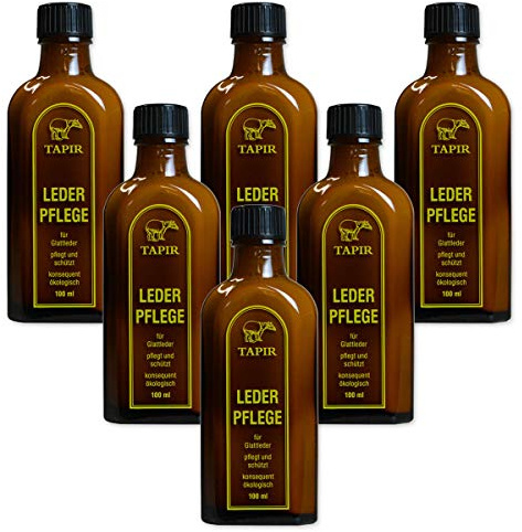 TAPIR - Lederpflege in Braunglasflasche - 100 ml - 6er Pack