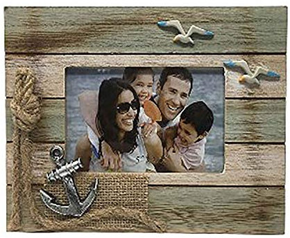 maritime Holz Serie Shabby ┼ Bilderrahmen diverse Ausführungen ┼ Holz Boje ┼ Leuchtturm ┼ Anker (Bilderrahmen mit Anker 19x13cm)