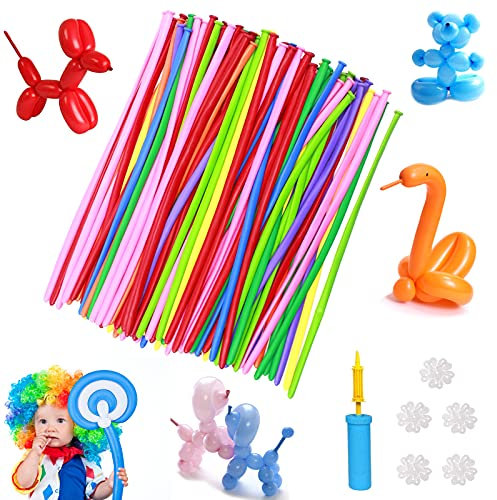 200pcs Modeler Ballons,Ballons de Baudruche en Latex Longue, Ballons de Modélisation avec Pompe,Couleur Ballons à Modeler,Magiques Ballons,pour Décoration de Fête, Anniversaires ou Cérémonie